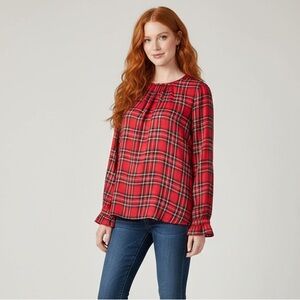 J. Crew Red, White and Black Plaid Shirt Size XL